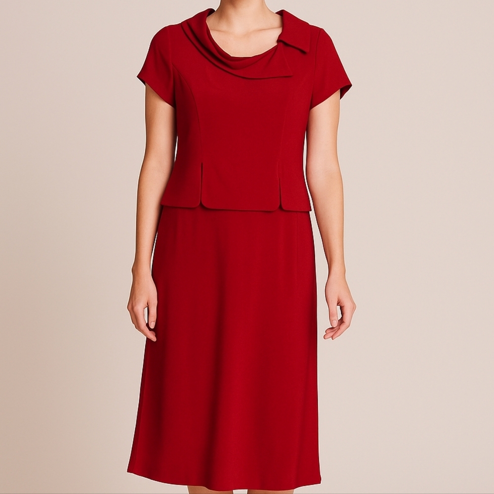 J. Taylor Red Classy Dress 14 Corpcore Christmas Holiday Office Wedding Modest